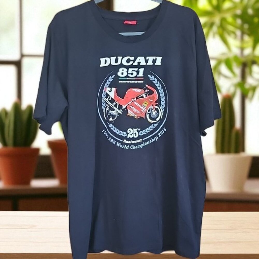 Ducati 851 Black T-Shirt 25th Anniversary 1990 - 2015 World Championship XL